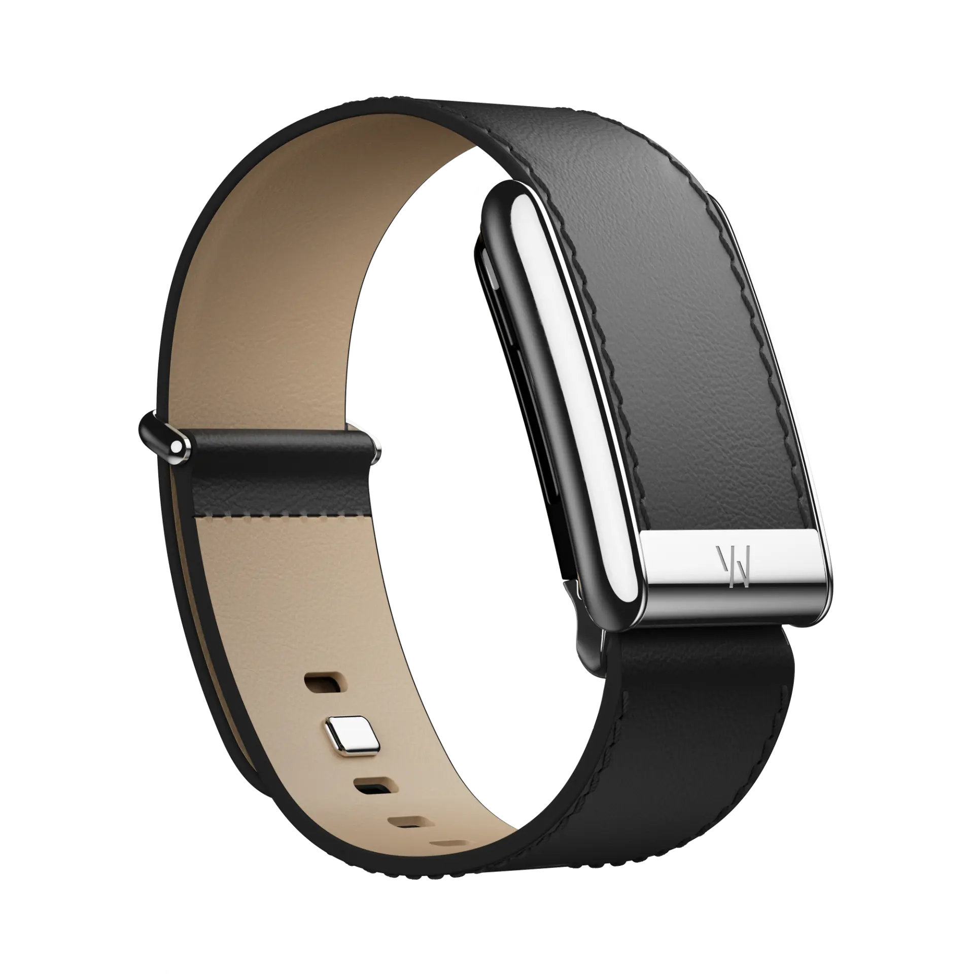 Whoop 5.0 with a black leather band