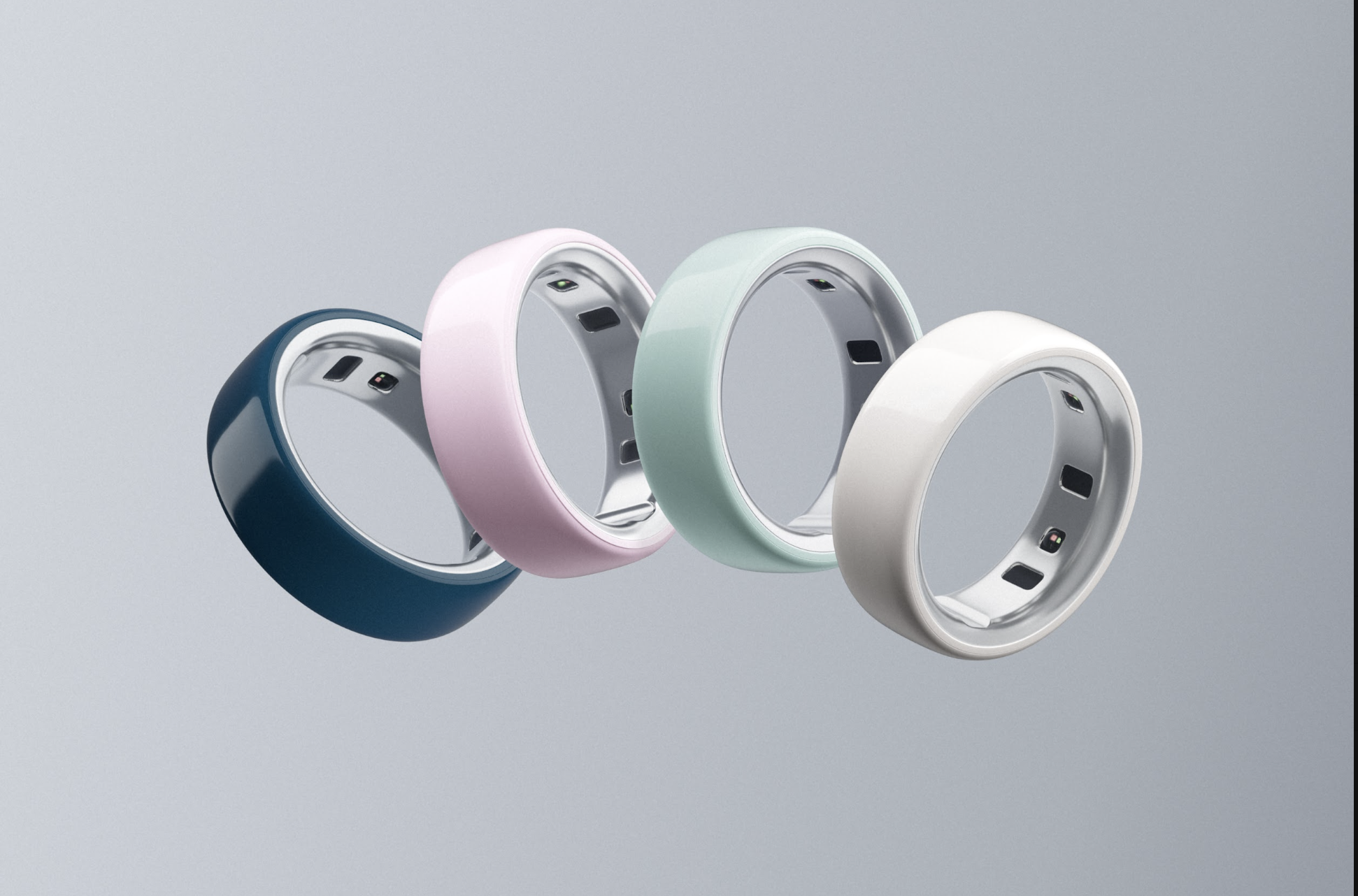 Oura Ring 5 finishes — midnight, blush, sage and stone